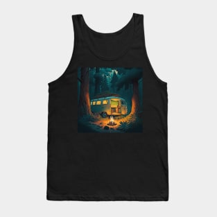 Camping Adventure in the Forest, Campire at Night Tank Top